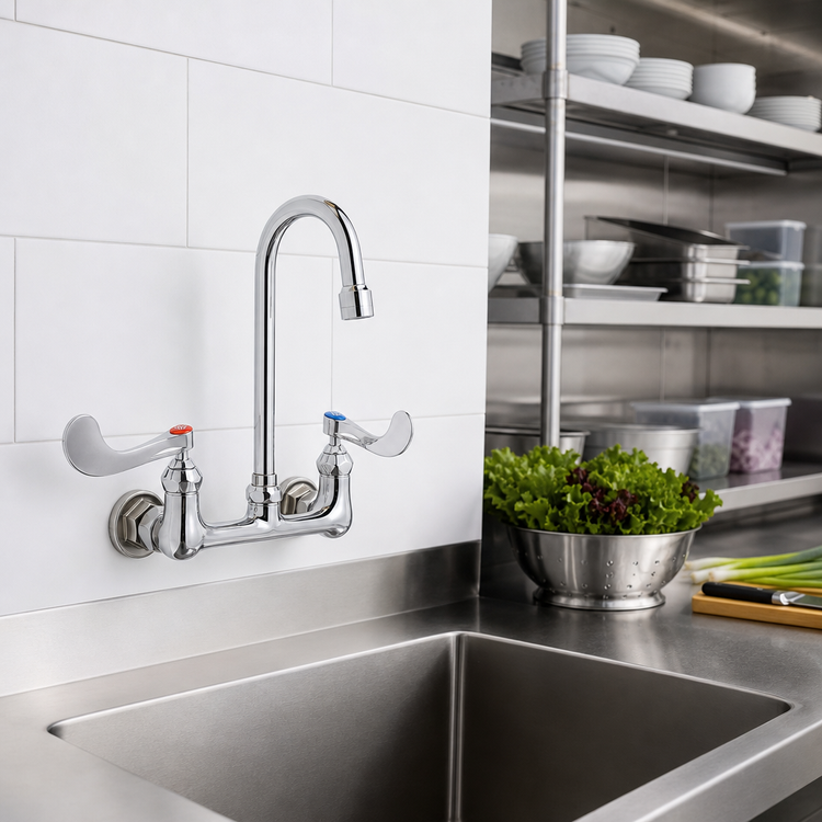 Product image #2 for T&S Brass Wall Mount Pantry Faucet with 8-Inch Centers and Gooseneck Spout