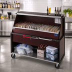Thumbnail image #2 for Dinex DXPPB560IBWBC Portable Ice Bin Bar with Full-Length 304 Stainless Steel Ice Bin, Boston Cherry Aluminum Exterior, Locking Cabinets