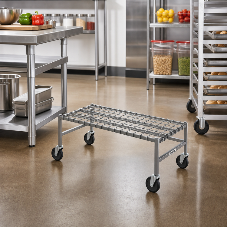 Product image #2 for Eagle Group Mobile Stainless Steel Wire Dunnage Rack with Casters, 36 x 18 x 14 Inches, 800 lb Capacity