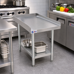 Thumbnail image #2 for Omcan USA 47692 Stainless Steel Equipment Stand, 15"W x 30"D, Undershelf, 2" Rear and Side Upturns
