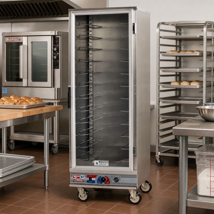 Product image #2 for Metro C5 E-Series Mobile Full-Height Heated Holding & Proofing Cabinet, Non-Insulated, Clear Polycarbonate Door, 120V