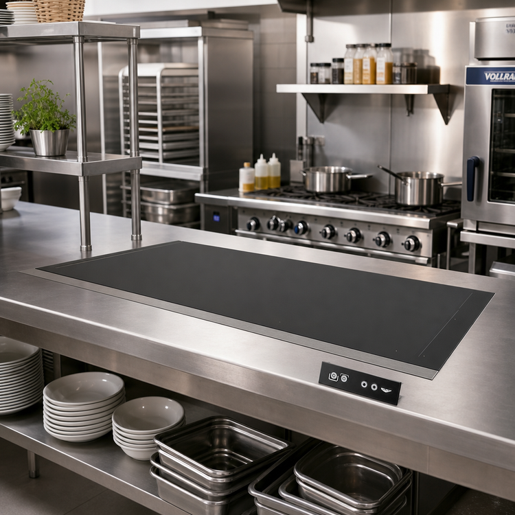 Product image #2 for Vollrath 56-Inch Flush Mount Drop-In Warming Shelf with Dual Warming Zones, Black Hardcoat Aluminum, 120V
