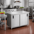 Thumbnail image #2 for Advance Tabco Special Value Series Economy Enclosed Work Table with Cabinet Base and Sliding Doors, 60 x 30 Inches, 304 Stainless Steel Top