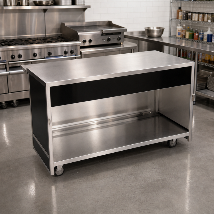 Product image #2 for Atlas Metal BLU-6 91-1/4 Inch Mobile Utility Unit Serving Counter with Solid Stainless Steel Top