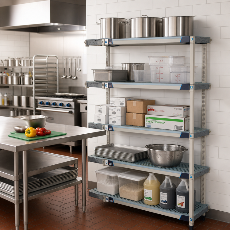 Product image #2 for MetroMax i 5-Tier Add-On Polymer Shelving Unit, 42"W x 18"D x 74"H, Blue