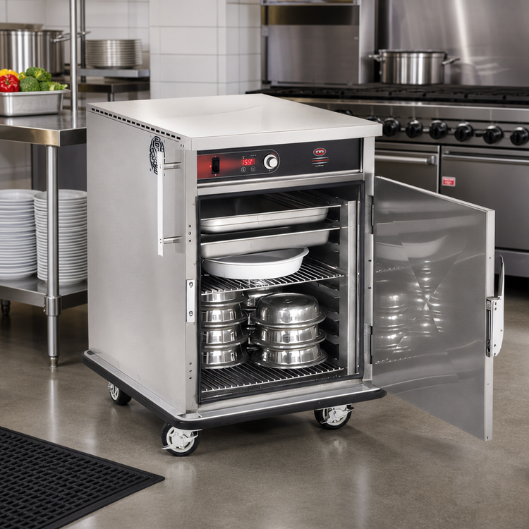 Product image #2 for FWE Ultra-Universal Mobile Electric Heated Banquet Holding Cabinet, 30-3/4 Inch Wide, 24-32 Covered Plate or 16 1/1 GN Pan Capacity