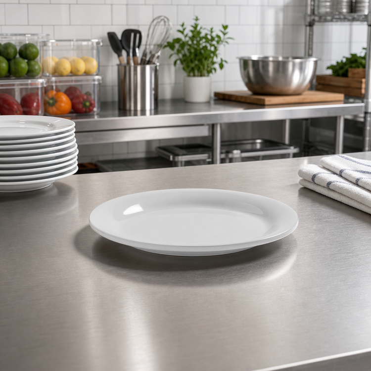 Product image #3 for Jane 6-Inch Round White Melamine Bread & Butter Plate with Wide Rim