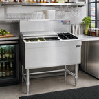 Thumbnail image #2 for Eagle Group Spec-Bar BCT36L-24 Underbar Combo Ice Bin/Bottle Unit, 85 lb. Insulated Bin, Left Bottle Compartment, Stainless Steel