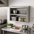 Thumbnail image #2 for John Boos WCO-48 48-Inch Wall-Mounted Stainless Steel Open Cabinet with Sloped Top and Fixed Shelf