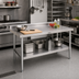 Thumbnail image #2 for John Boos Stallion Economy Stainless Steel Work Table with 5-Inch Backsplash and Adjustable Undershelf, 60 x 24 Inches