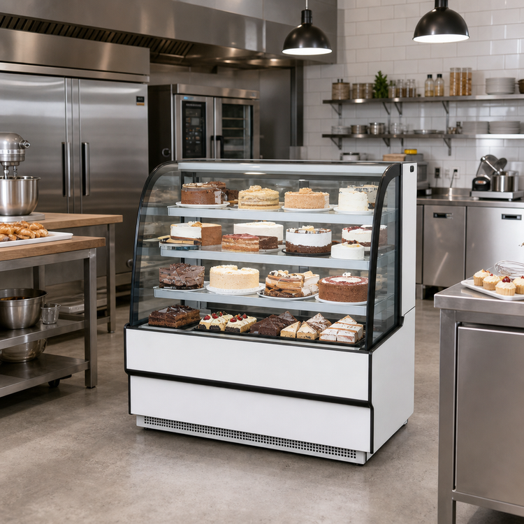 Product image #2 for Curved Glass Refrigerated Bakery Display Case, 36.13-Inch Wide, 48-Inch High, Self-Contained