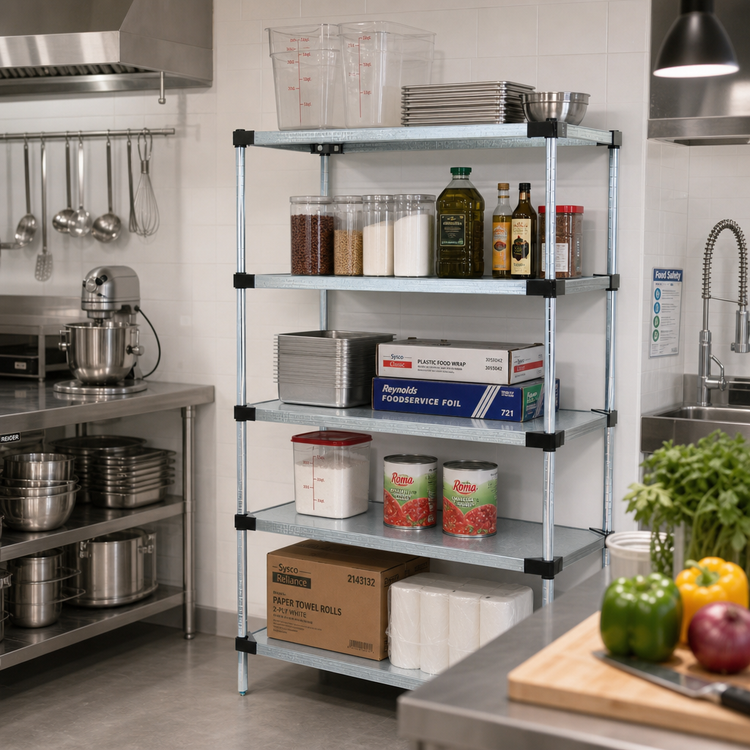Product image #2 for Quantum 36"W x 14"D x 86"H Solid Shelving Starter Kit with 5 Solid Shelves