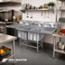 Thumbnail image #2 for Spec-Master FN Series 55-1/2 Inch Wide Coved-Corner Two-Compartment Sink with 18-Inch Right Drainboard