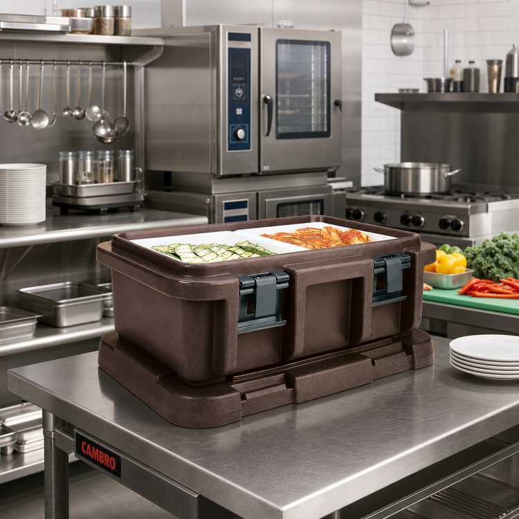 Product image #3 for Cambro Ultra Pan Carrier Top-Loading Insulated Food Pan Carrier for 1 Full-Size or Fractional GN Pan Up to 6 Inches Deep, Dark Brown