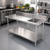 Thumbnail image #2 for Sapphire Manufacturing 48-Inch Stainless Steel Sink Table with Right-Side Prep Sink and Undershelf