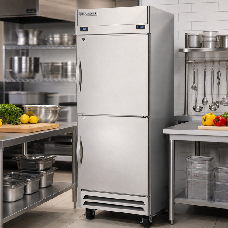 Product image #3 for Beverage-Air Horizon Series 1-Section Dual-Temperature Reach-In Refrigerator/Freezer with Half Solid Doors, Bottom Mount, Stainless Steel