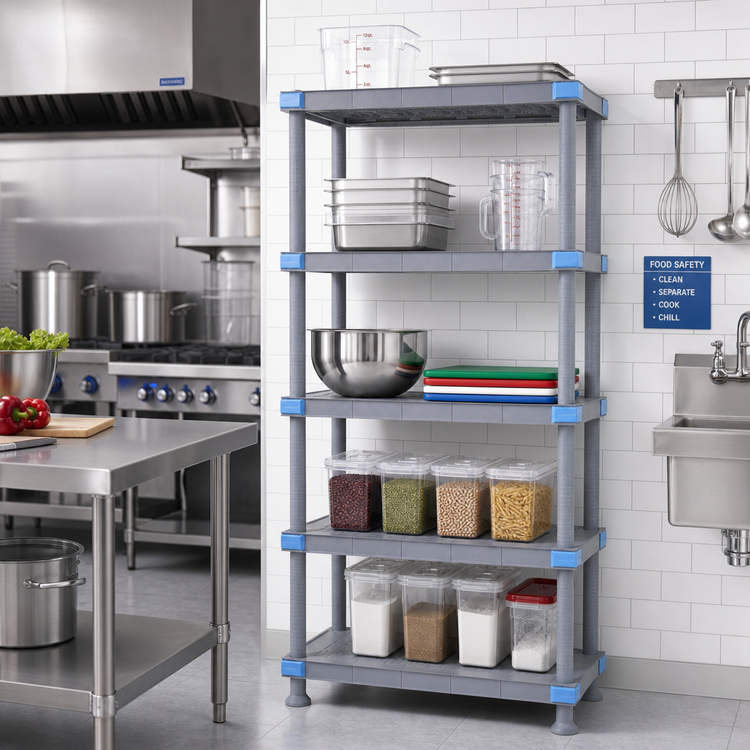 Product image #2 for Millenia 5-Shelf Solid Polymer Stationary Starter Shelving Unit, 30"W x 21"D x 62"H