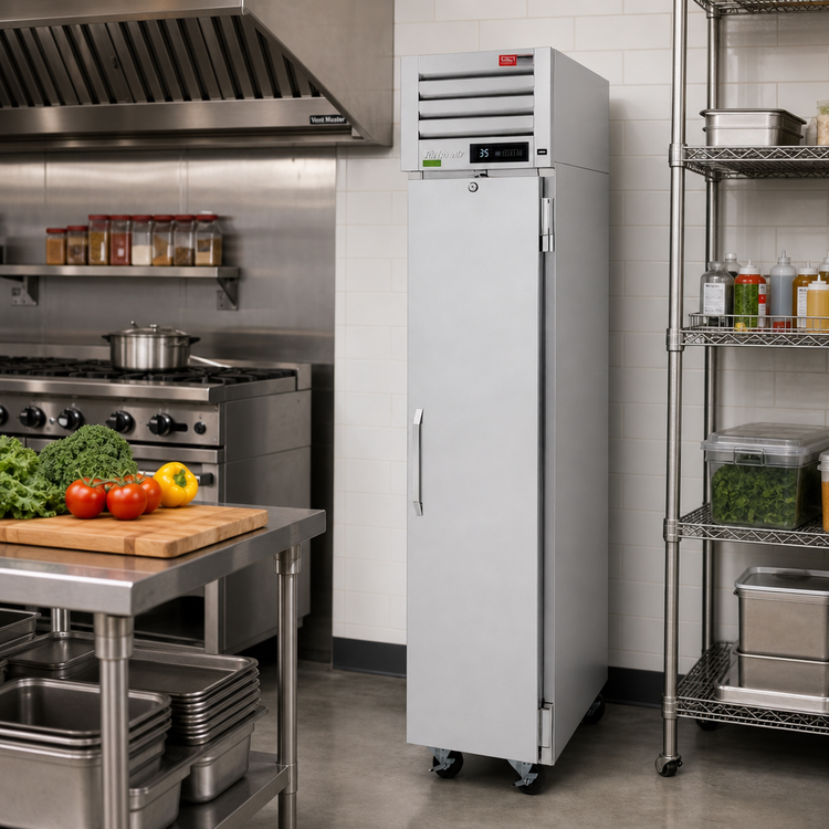 Product image #3 for Turbo Air PRO Series 9.6 Cu. Ft. One-Section Reach-In Refrigerator with Solid Door, Top-Mount Self-Contained Refrigeration