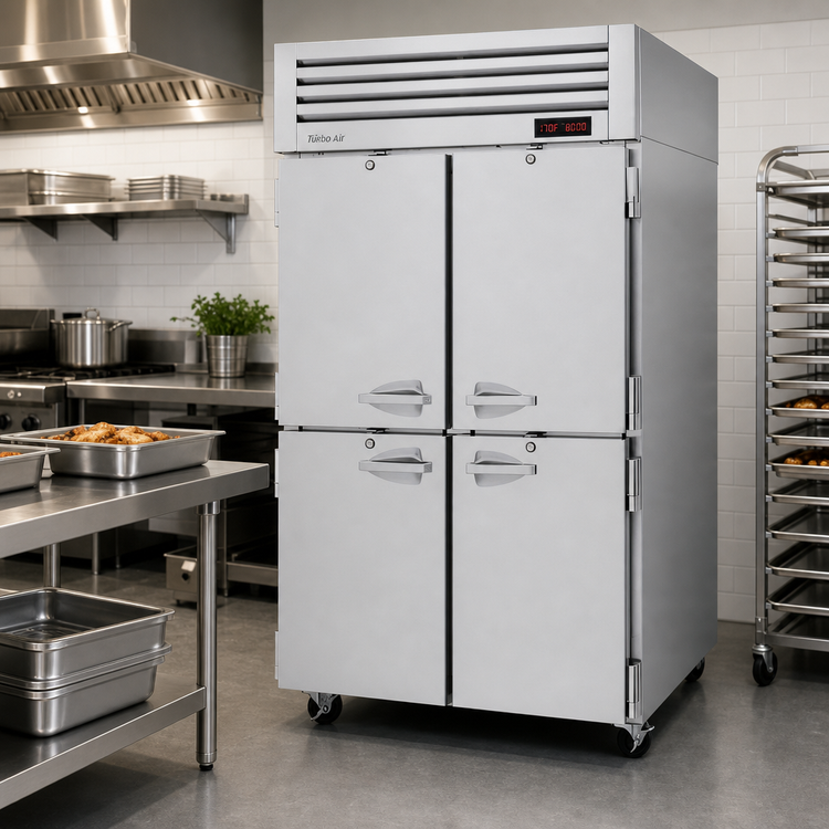 Product image #2 for Turbo Air PRO Series Pass-Thru Heated Holding Cabinet, 2-Section, 53 Cu. Ft., Front Solid / Back Glass Half Doors