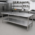 Thumbnail image #2 for John Boos LS13TCA 108"W x 30"D Stainless Steel Undershelf for TC/GMT Work Tables, 18-Gauge, Satin Finish