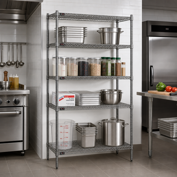 Product image #2 for Redipak 4-Tier Wire Shelving Unit with QuadTruss Shelves, 36W x 18D x 63H, Stationary, Pewter Gray Epoxy