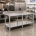 Thumbnail image #2 for Omcan Standard Series 84 Inch x 24 Inch Stainless Steel Work Table with 4 Inch Backsplash, Galvanized Undershelf, and 6 Legs