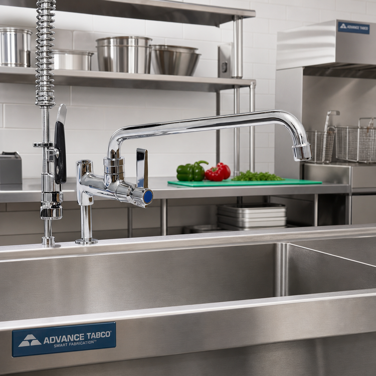 Product image #2 for Advance Tabco K-117 Lead-Free Pre-Rinse Add-A-Faucet with 12-Inch Swing Spout