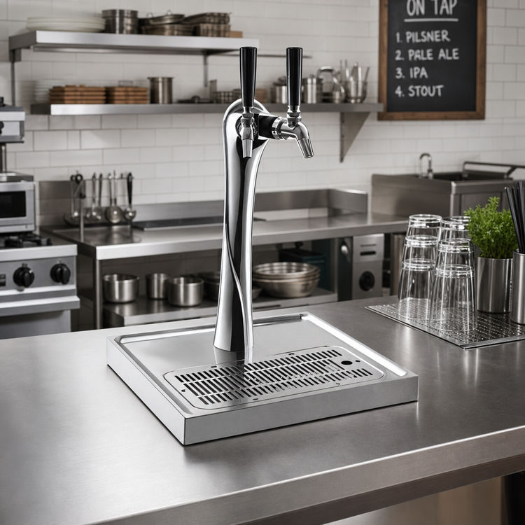 Product image #2 for Perlick Lucky Countertop Glycol-Cooled Dual-Faucet Draft Beer Tower, Polished Chrome