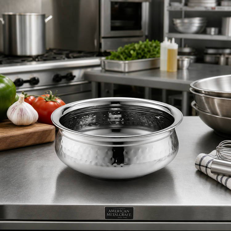 Product image #2 for American Metalcraft Medium 27 oz. Round Hammered Stainless Steel Bowl, 6 Inch Diameter x 2-1/2 Inch H