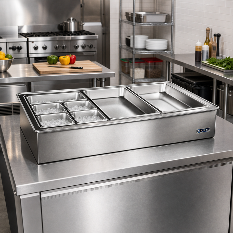 Product image #2 for Atlas Metal WIC-2 2-Pan Iced Cold Drop-In Food Well