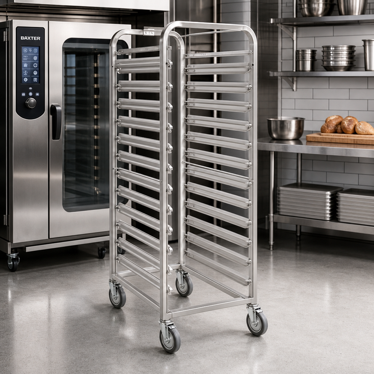 Product image #2 for Baxter Stainless Steel Single End-Load Rack for Double Rack Ovens, 10 Slides, 6-Inch Spacing