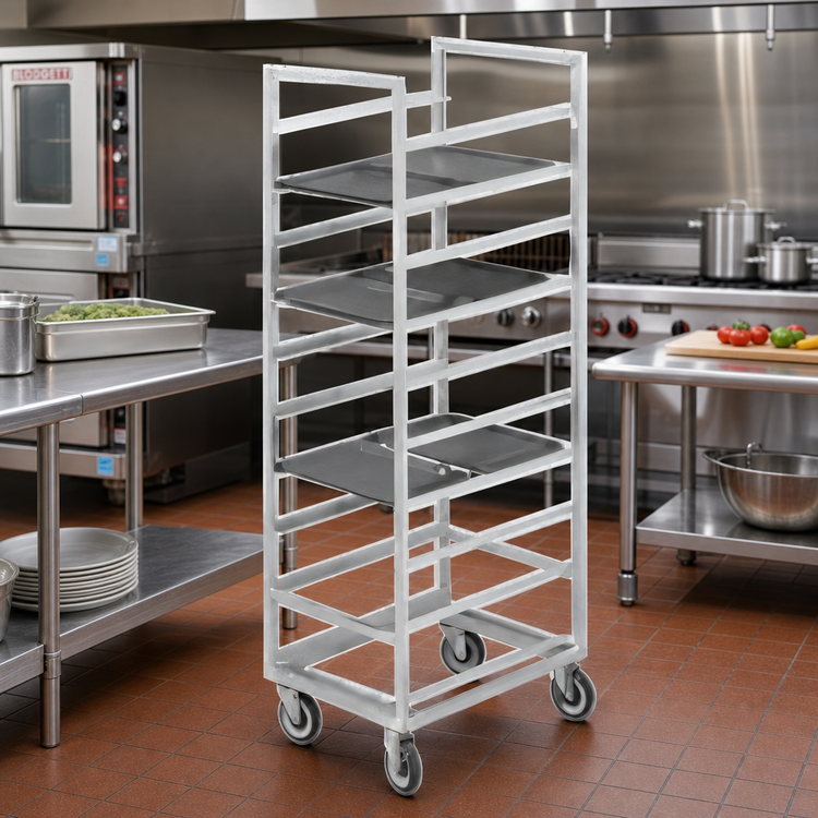 Product image #2 for Channel Manufacturing Standard Series Aluminum Cafeteria Tray Rack, Single Section, End Load, 36-Tray Capacity, 64-Inch High