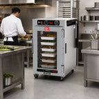 Thumbnail image #3 for Metro HotBlox™ HBCN8-ACPS-UC 8-Pan Narrow Undercounter Pass-Thru Heated Holding Cabinet, Analog, Clear Front/Solid Rear Doors