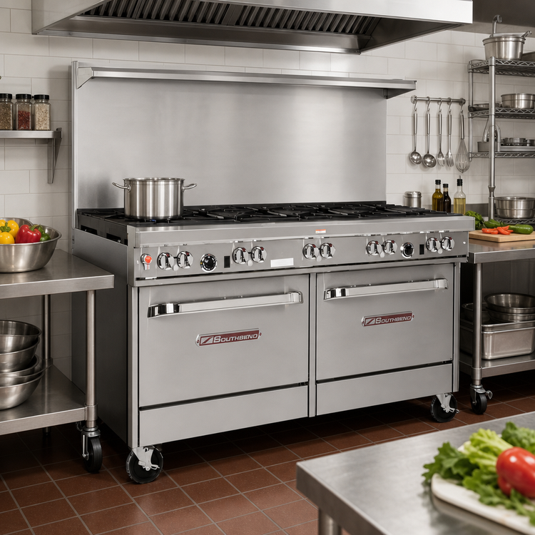 Product image #2 for Southbend Ultimate 60-Inch Gas Restaurant Range with 9 Open Burners and 2 Convection Ovens
