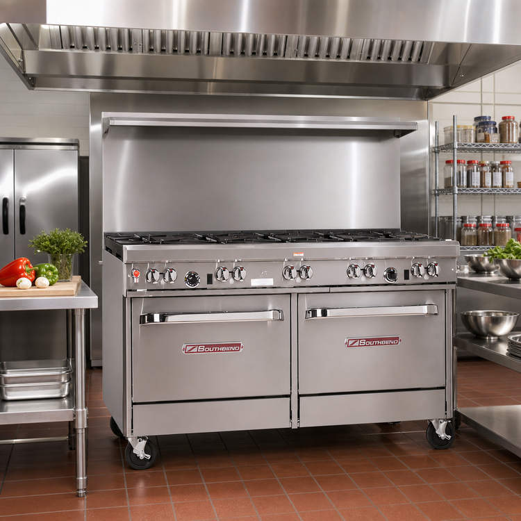 Product image #2 for Southbend Ultimate 60-Inch Gas Restaurant Range with 9 Open Burners and 2 Convection Ovens