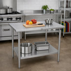 Thumbnail image #2 for John Boos Stallion ST6-2430SSK 30"W x 24"D Stainless Steel Flat Top Work Table, 16-Gauge 300 Series Top, Adjustable Undershelf