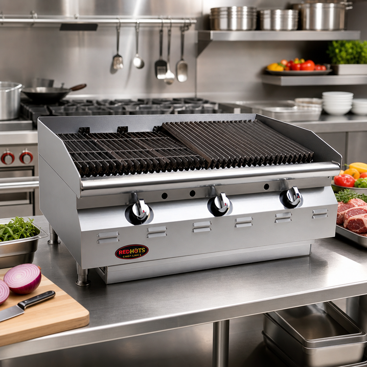Product image #2 for RedHots Chef Line 24-Inch Natural Gas Countertop Charbroiler, 80,000 BTU