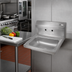 Thumbnail image #2 for John Boos Pro-Bowl Wall-Mounted Stainless Steel Hand Sink with 14 x 10 x 5-Inch Bowl, 8-Inch Faucet Centers, and Basket Drain