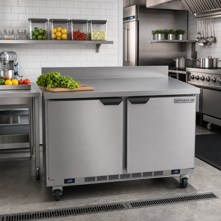 Product image #2 for Beverage-Air WTFR48AHC 48-Inch Two-Section Dual-Temperature Worktop Freezer/Refrigerator, Left Freezer / Right Refrigerator
