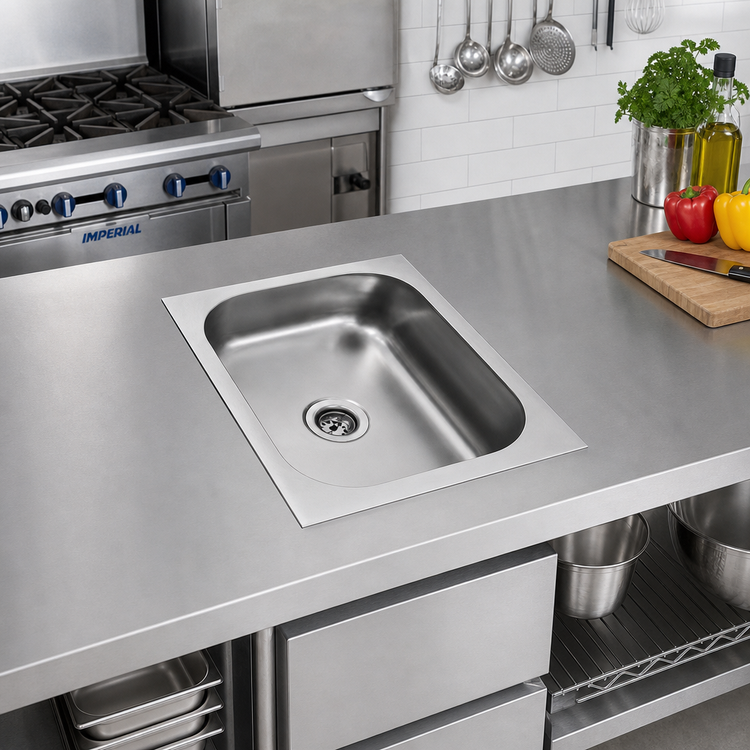 Product image #2 for Eagle Group Seamless Weld-In One-Compartment Stainless Steel Sink, 14 x 16 x 6 Inch Bowl