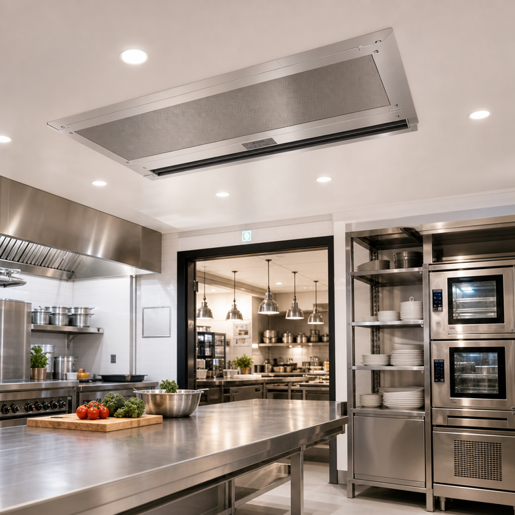 Product image #2 for Berner Architectural Recessed 16 Electric Heated In-Ceiling Air Curtain, 144 Inch, 4-Motor, 3-Phase, 56 kW