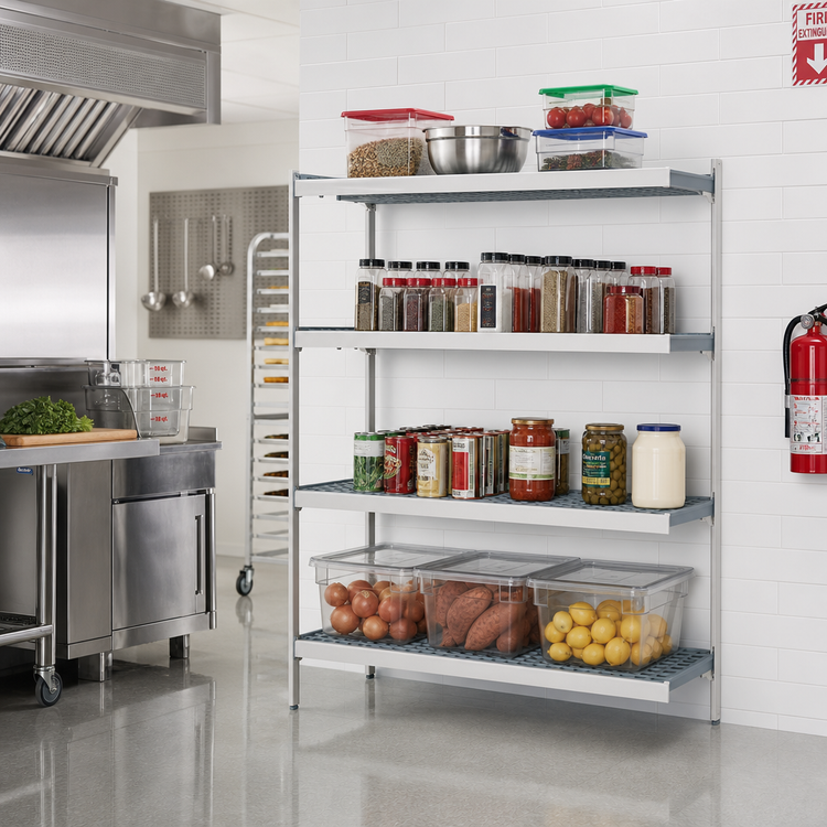 Product image #2 for Fermostock 4-Tier Polymer Shelving Unit Expansion Kit, 66-Inch H x 47-Inch W x 14-Inch D