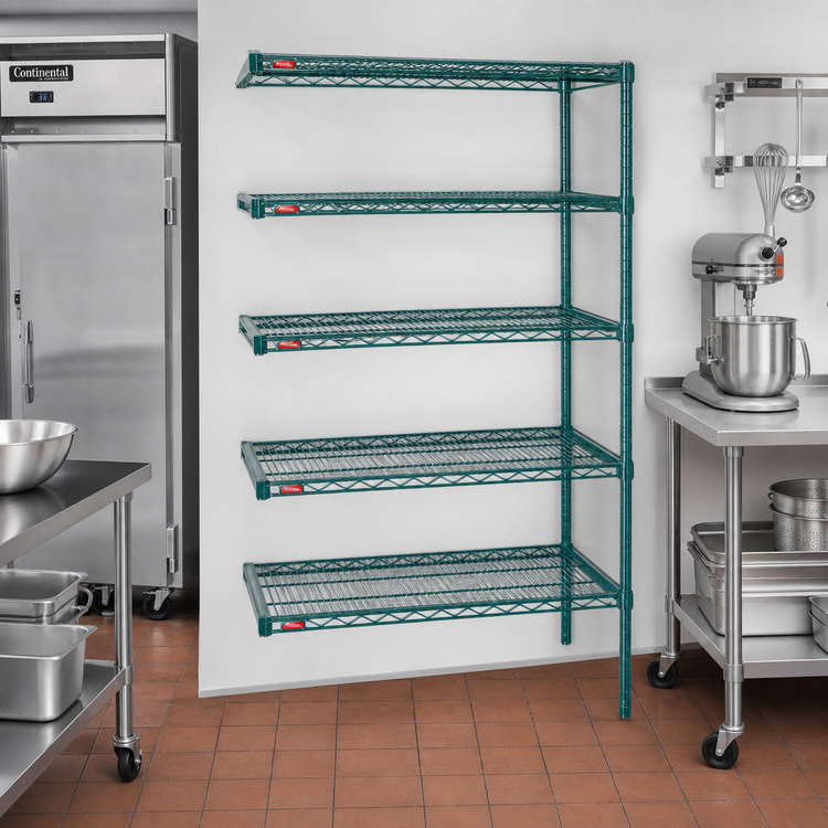 Product image #2 for Eagle Valu-Gard 5-Tier Add-On Wire Shelving Unit with QuadTruss Shelves, 30 x 21 x 74 Inches, Green Epoxy
