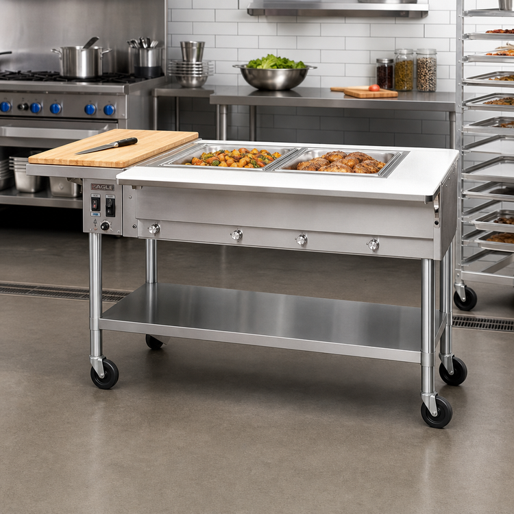 Product image #2 for Eagle Group Portable Electric Hot Food Table with 2 Dry Wells, 36-Inch Width, Cutting Board and Open Base