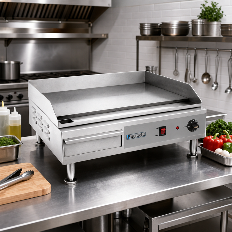 Product image #2 for Eurodib Heavy-Duty 24-Inch Electric Countertop Griddle, 24 x 16-Inch Cooking Surface, 220V