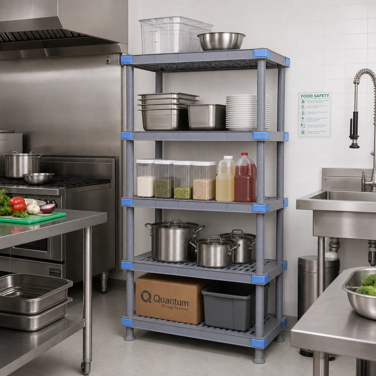 Product image #2 for Quantum Millenia 24-Inch W x 24-Inch D x 86-Inch H Gray 5-Shelf Polymer Stationary Starter Shelving Unit