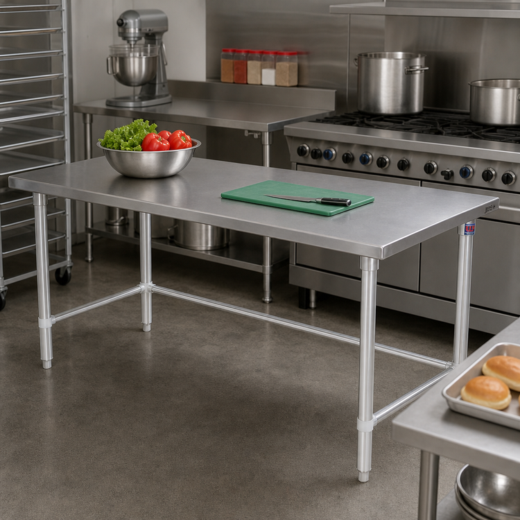 Product image #2 for John Boos Stallion 72-Inch x 24-Inch 14-Gauge Stainless Steel Work Table with Stallion Safety Edge