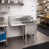 Thumbnail image #2 for Omcan 1-Compartment Floor Model Pot Sink with Left-Hand Drainboard, 18-Gauge 304 Stainless Steel, Galvanized Legs