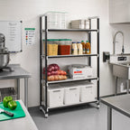 Thumbnail image #2 for Cambro Camshelving® Elements EST184281S4480 4-Shelf Solid High-Density Overhead-Track Stationary Shelving Starter Unit, 18"D x 42"W x 81"H
