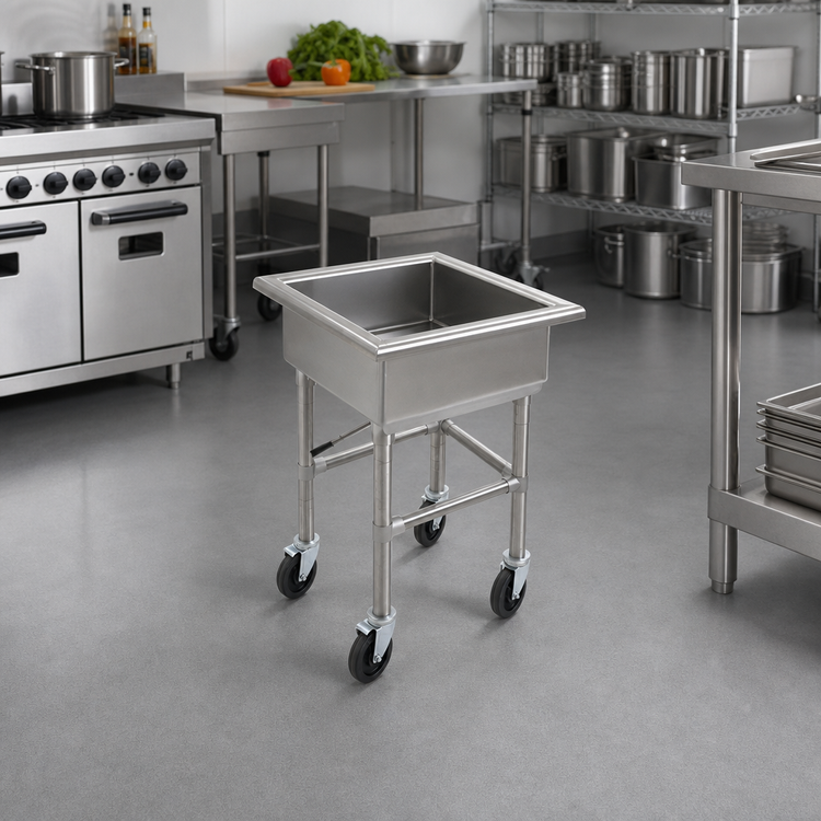 Product image #2 for Eagle Group Mobile Stainless Steel Soak Sink with 24 x 24 x 8-Inch Compartment